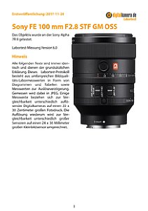 Sony FE 100 mm F2.8 STF GM OSS (SEL100F28GM) mit Alpha 7R II Labortest, Seite 1 [Foto: MediaNord]