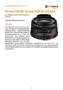 Pentax HD DA 15 mm 4 ED AL Limited mit K-3 Labortest, Seite 1 [Foto: MediaNord]