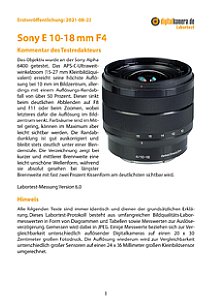 Sony E 10-18 mm F4 (SEL1018) mit Alpha 6400 Labortest, Seite 1 [Foto: MediaNord]