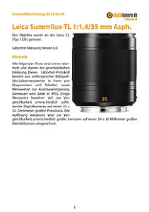 Leica Summilux-TL 1:1,4/35 mm Asph. mit CL (Typ 7323) Labortest, Seite 1 [Foto: MediaNord]