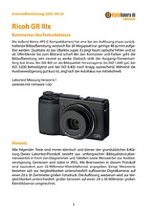 Ricoh GR IIIx Labortest, Seite 1 [Foto: MediaNord]