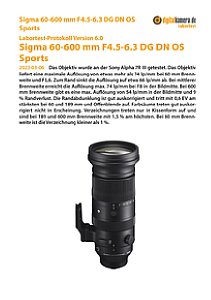 Sigma 60-600 mm F4.5-6.3 DG DN OS Sports mit Sony Alpha 7R III Labortest, Seite 1 [Foto: MediaNord]