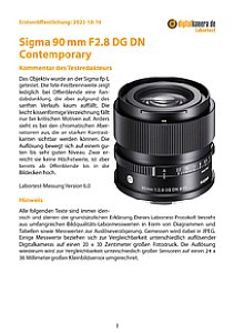 Sigma 90 mm F2.8 DG DN Contemporary mit fp L Labortest, Seite 1 [Foto: MediaNord]