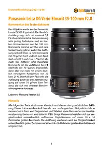 Panasonic Leica DG Vario 35-100 mm F2.8 (H-HSE35100) mit Lumix DC-G9 II Labortest, Seite 1 [Foto: MediaNord]