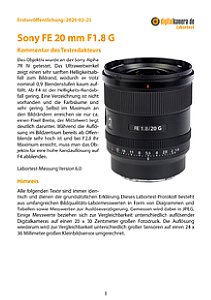 Sony FE 20 mm F1.8 G (SEL20F18G) mit Alpha 7R IV Labortest, Seite 1 [Foto: MediaNord]