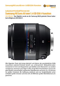 Samsung NX Lens 85 mm 1.4 ED SSA i-Function mit NX20 Labortest, Seite 1 [Foto: MediaNord]