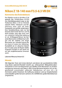 Nikon Z 18-140 mm F3.5-6.3 VR DX mit Z 30 Labortest, Seite 1 [Foto: MediaNord]