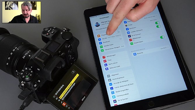 Manuel Quarta im Schulungs-Videos "Nikon Z-System im Detail", Kapitel "Verbindung mit der Snapbridge-App über WLAN". [Foto: MediaNord]