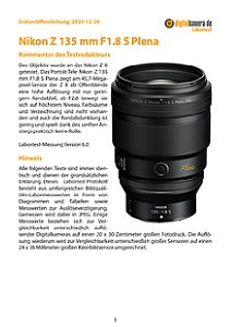 Nikon Z 135 mm F1.8 S Plena mit Z 8 Labortest, Seite 1 [Foto: MediaNord]