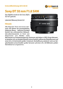 Sony DT 50 mm F1.8 SAM (SAL50F18) mit Alpha SLT-A57 Labortest, Seite 1 [Foto: MediaNord]