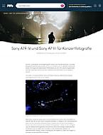 MPB-Website mit Artikel "Sony A7R IV und Sony A7 III für Konzertfotografie". [Foto: MBP; Screenshot: MediaNord]
