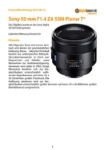 Sony 50 mm F1.4 ZA SSM Planar T* (SAL50F14Z) mit Alpha 58 (SLT-A58) Labortest, Seite 1 [Foto: MediaNord]