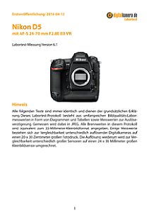 Nikon D5 mit AF-S 24-70 mm 1:2,8E ED VR Labortest, Seite 1 [Foto: MediaNord]