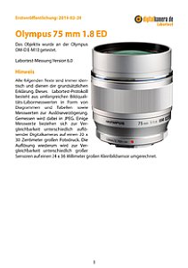 Olympus 75 mm 1.8 ED (ET-M7518) mit OM-D E-M10 Labortest, Seite 1 [Foto: MediaNord]