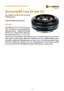 Samsung NX Lens 30 mm 2.0 mit NX200 Labortest, Seite 1 [Foto: MediaNord]