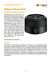 Nikon Z 40 mm F2.0 mit Z 7II Labortest, Seite 1 [Foto: MediaNord]