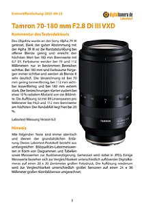 Tamron 70-180 mm 2.8 Di III VXD (A056SF) mit Sony Alpha 7R III Labortest, Seite 1 [Foto: MediaNord]