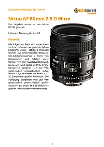 Nikon AF 60 mm 2.8 D Micro mit D5100 Labortest, Seite 1 [Foto: MediaNord]