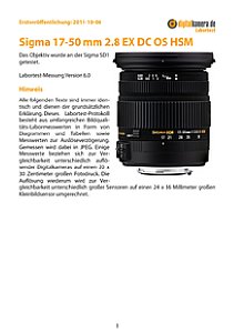 Sigma 17-50 mm 2.8 EX DC OS HSM mit SD1 Labortest, Seite 1 [Foto: MediaNord]