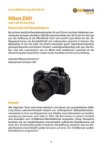 Nikon Z6III mit Z 24-70 mm F4 S Labortest, Seite 1 [Foto: MediaNord]