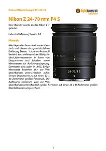 Nikon Z 24-70 mm F4 S mit Z 7 Labortest, Seite 1 [Foto: MediaNord]