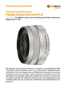 Pentax Q-Lens 8,5 mm F1,9 mit Q Labortest, Seite 1 [Foto: MediaNord]