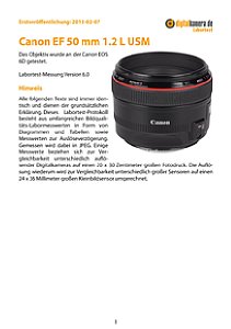 Canon EF 50 mm 1.2 L USM mit EOS 6D Labortest, Seite 1 [Foto: MediaNord]