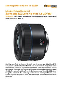 Samsung NX Lens 45 mm 1.8 2D/3D mit NX30 Labortest, Seite 1 [Foto: MediaNord]