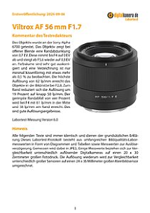 Viltrox AF 56 mm F1.7 mit Sony Alpha 6700 Labortest, Seite 1 [Foto: MediaNord]