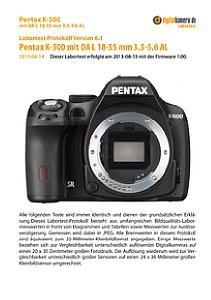 Pentax K-500 mit DA L 18-55 mm 3.5-5.6 AL Labortest, Seite 1 [Foto: MediaNord]