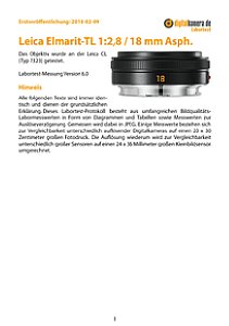 Leica Elmarit-TL 1:2,8 / 18 mm Asph. mit CL (Typ 7323) Labortest, Seite 1 [Foto: MediaNord]
