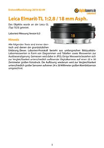 Leica Elmarit-TL 1:2,8 / 18 mm Asph. mit CL (Typ 7323) Labortest, Seite 1 [Foto: MediaNord]