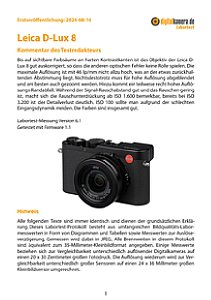 Leica D-Lux 8 Labortest, Seite 1 [Foto: MediaNord]