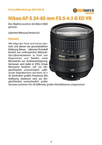 Nikon AF-S 24-85 mm 3.5-4.5G ED VR mit D600 Labortest, Seite 1 [Foto: MediaNord]