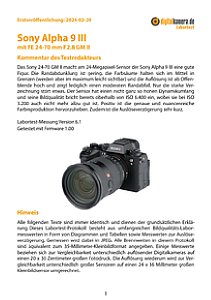 Sony Alpha 9 III mit FE 24-70 mm F2.8 GM II (SEL2470GM2) Labortest, Seite 1 [Foto: MediaNord]