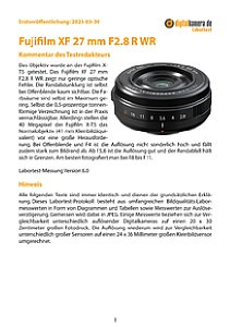 Fujifilm XF 27 mm F2.8 R WR mit X-T5 Labortest, Seite 1 [Foto: MediaNord]