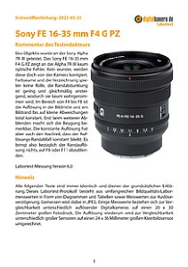 Sony FE 16-35 mm F4 G PZ (SELP1635G) mit Alpha 7R III Labortest, Seite 1 [Foto: MediaNord]