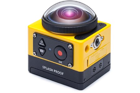 Genau drei Bedienelemente hat die Kodak Pixpro SP360: Ein/Aus-Taste und Modus-Wähler und Menü-Taste (beide gleichzeitig Pfeil-Tasten zur Menü-Bedienung) sowie Auslöser. [Foto: Kodak]