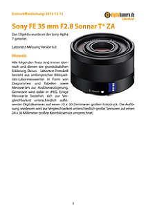 Sony FE 35 mm F2.8 Sonnar T* ZA (SEL35F28Z) mit Alpha 7 Labortest, Seite 1 [Foto: MediaNord]