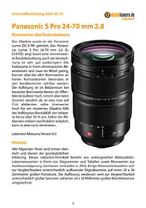 Panasonic S Pro 24-70 mm 2.8 (S-E2470E) mit Lumix DC-S1RII Labortest, Seite 1 [Foto: MediaNord]