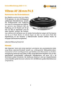 Viltrox AF 28 mm F4.5 FE mit Sony Alpha 7R III Labortest, Seite 1 [Foto: MediaNord]