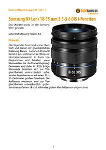 Samsung NX Lens 18-55 mm 3.5-5.6 OIS i-Function mit NX11 Labortest, Seite 1 [Foto: MediaNord]