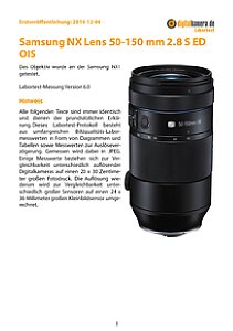 Samsung NX Lens 50-150 mm 2.8 S ED OIS mit NX1 Labortest, Seite 1 [Foto: MediaNord]