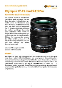 Olympus 12-45 mm 4 ED Pro (EZ-M1245) mit OM-D E-M1 Mark III Labortest, Seite 1 [Foto: MediaNord]