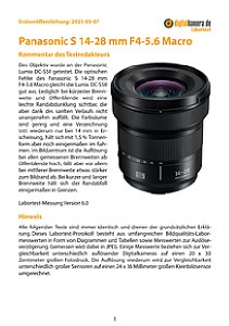 Panasonic S 14-28 mm F4-5.6 Macro mit Lumix DC-S5II Labortest, Seite 1 [Foto: MediaNord]