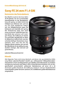 Sony FE 24 mm F1.4 GM (SEL24F14GM) mit Alpha 7R III Labortest, Seite 1 [Foto: MediaNord]