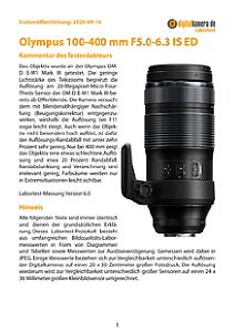 Olympus 100-400 mm F5.0-6.3 IS ED mit OM-D E-M1 Mark III Labortest, Seite 1 [Foto: MediaNord]