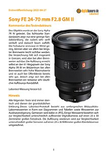 Sony FE 24-70 mm F2.8 GM II (SEL2470GM2) mit Alpha 7R IV Labortest, Seite 1 [Foto: MediaNord]