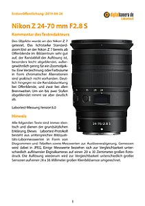 Nikon Z 24-70 mm 1:2,8 S mit Z 7 Labortest, Seite 1 [Foto: MediaNord]