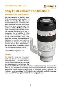 Sony FE 70-200 mm F2.8 GM OSS II (SEL70200GM2) mit Alpha 7R V Labortest, Seite 1 [Foto: MediaNord]